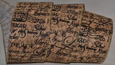 Wired Ribbon Christmas Saying Holiday Word 2.5" Cork Tan Black Gold Wreath Bow