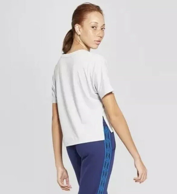 Umbro Crop Logo Athletic T-Shirt Short Slv Heather Gray Blue