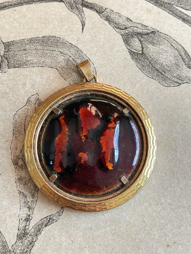 Pendentif émaillé Vintage Argenté - Bijou Ancien - Occasion