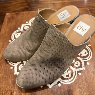 Dolce Vita slip on open back shoes booties chunky block heel tan SZ  side cut