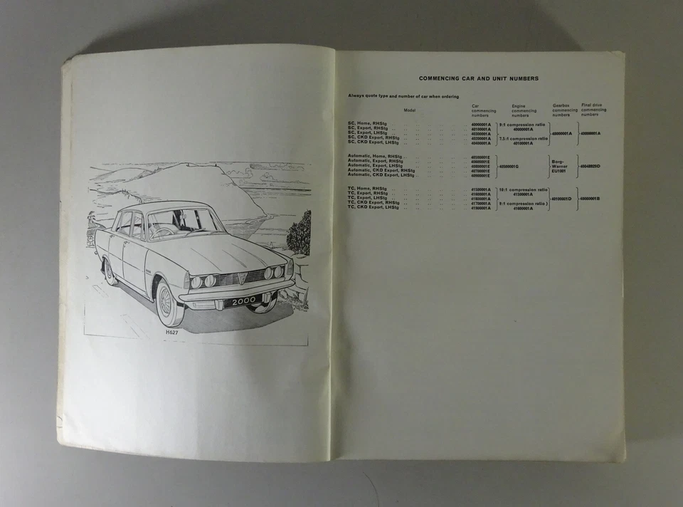 Catalogo Ricambi / Parti Rover 2000 / Sc / Automatico / TC Serie P6 From 4/1969 - Immagine 2 di 4