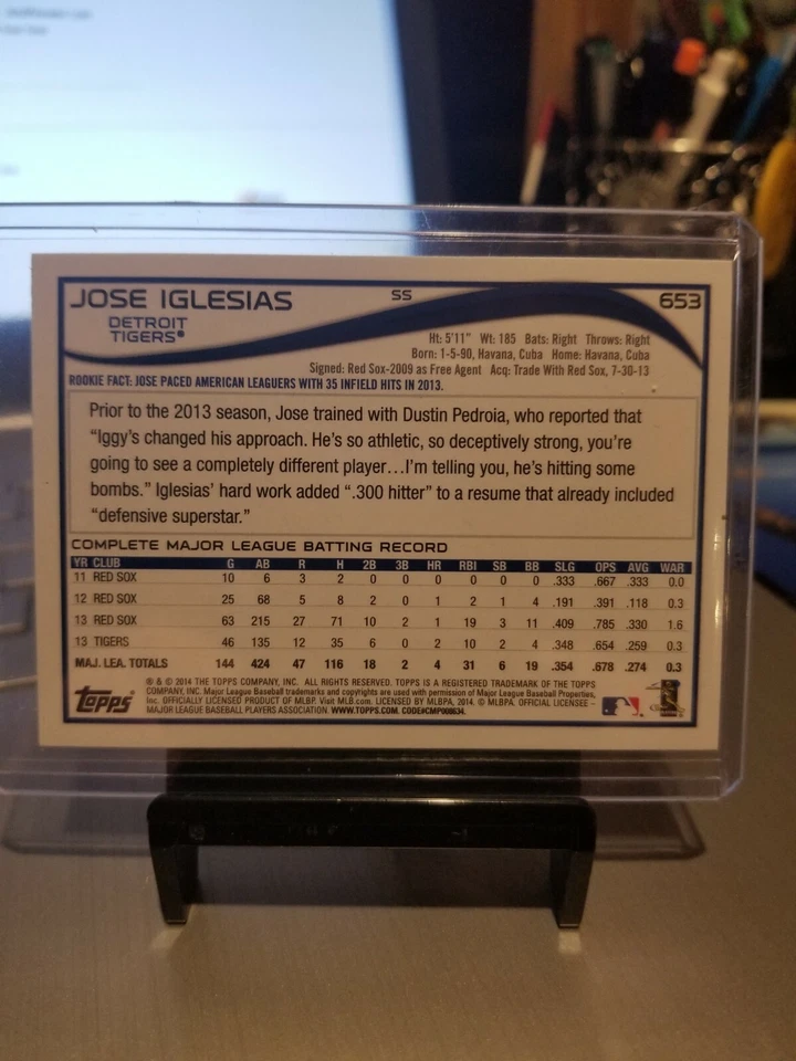 2015 JOSE IGLESIAS TOPPS RED HOT FOIL #653 MINT. ( ANGELS.) RARE. - Image 4 of 4