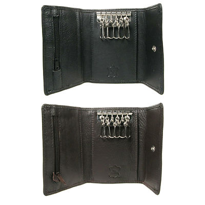Herren Damen Schwarz Braun Luxus Leder Schlüsseletui Etui Kreditkarte Geldbörse 0121