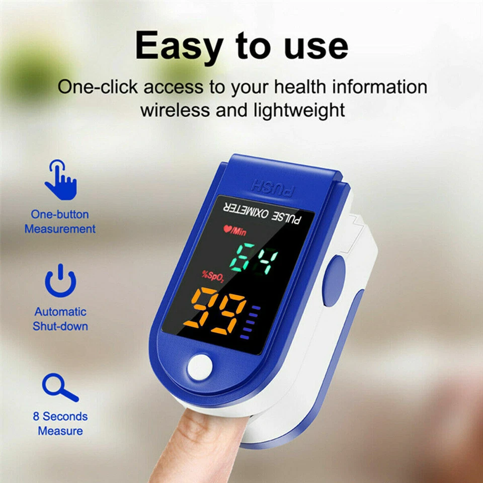 Finger Tip Pulse Oximeter Meter SpO2 Oxygen Saturation rate Heart Blood Monitor - Image 2 of 4