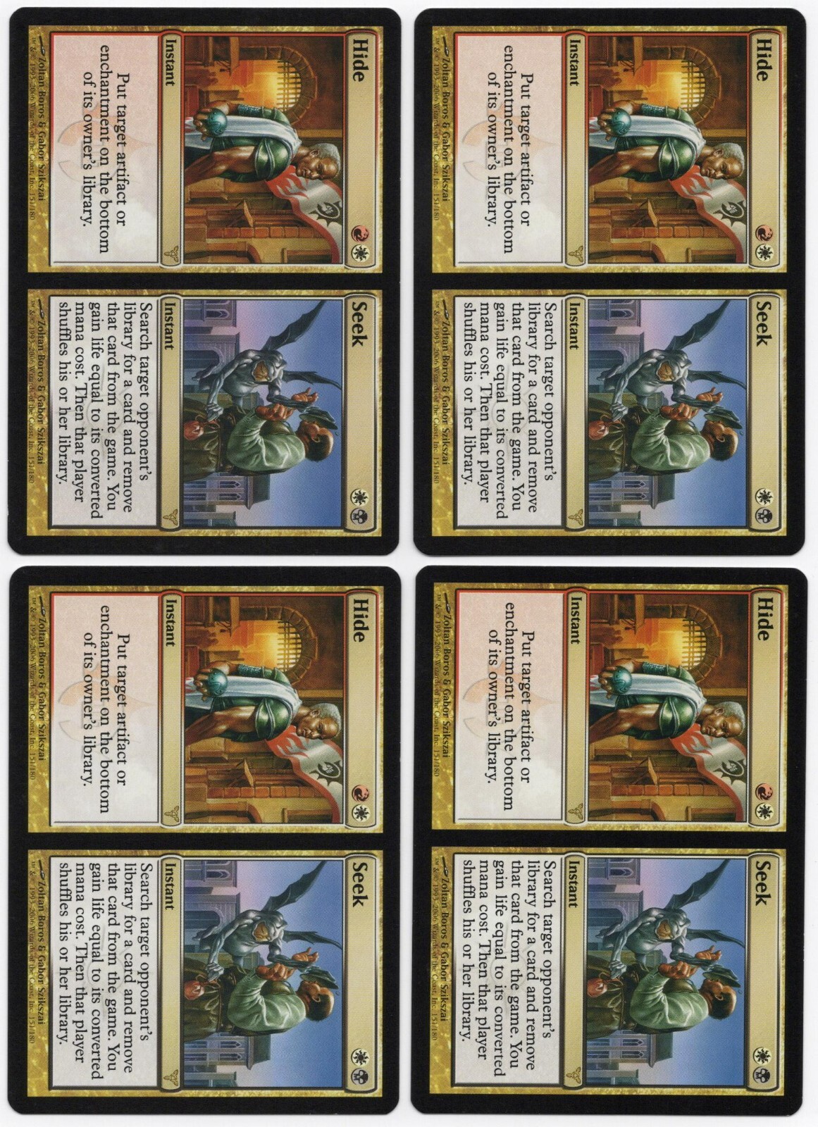 Hide / Seek x4 4x 2006 Dissension PLAYSET Multi-Color Rare Instant MTG NM AZ1