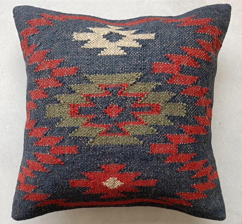 4 pcs Lot 18x18" Square Jute Cushion Cover Handmade Throw Home Decor Pillow Case - Image 3 of 4