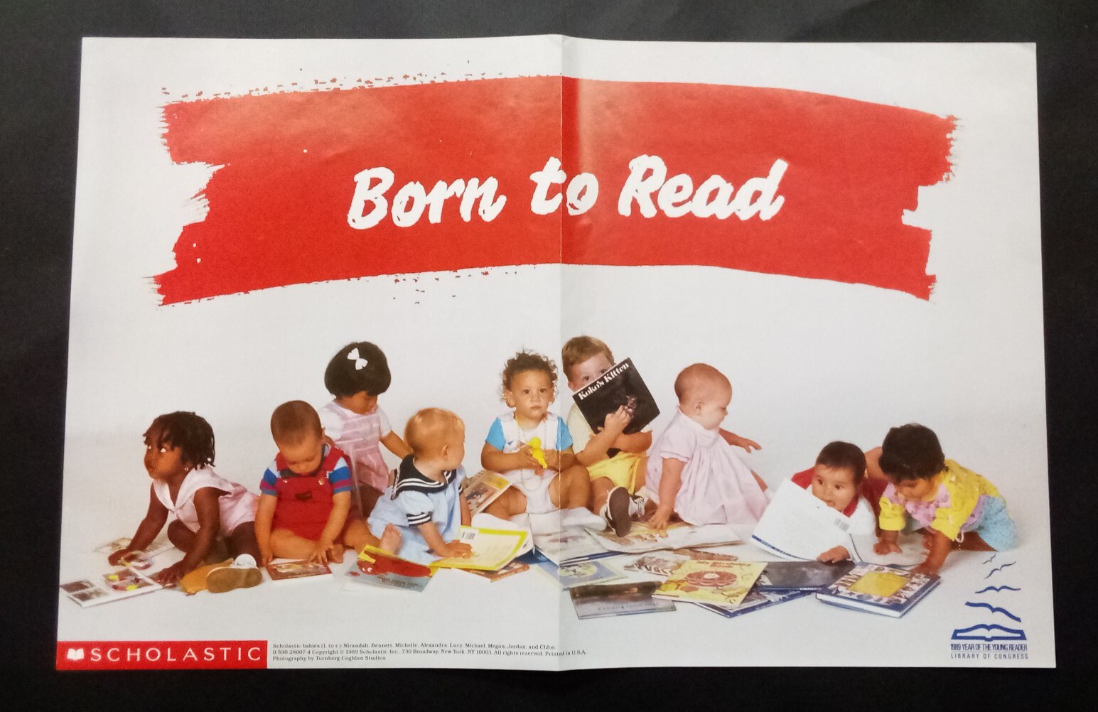 1989 Poster Born to Read 11" x 17" Scholastic Weekly Reader Book Club vintage 