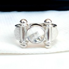 Natural Crystal quartz Clear quartz Ring 925 Sterling Silver Rock Crystal-R033