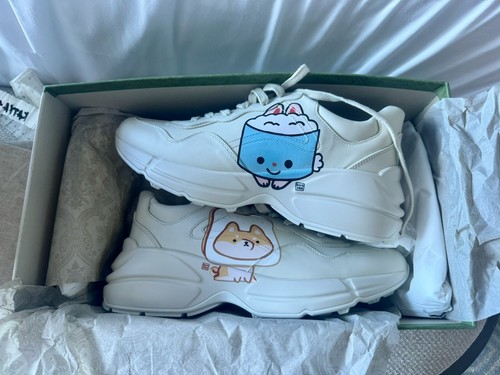 Gucci Pikarar Kawaii Supreme White Cat Fox 41 11W Rubber Sneakers NEW Authentic - Picture 5 of 24