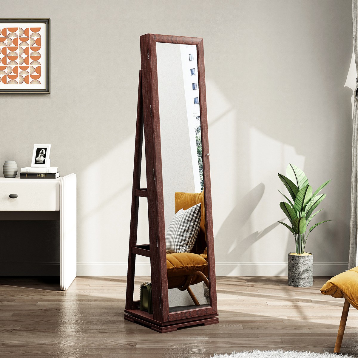 360° Swivel Wood Jewelry Cabinet Lockable Armoire Full Length Mirror w/Shelves | eBay 360° Swivel Wood Jewelry Cabinet Lockable Armoire Full Length Mirror w/Shelves | eBay
