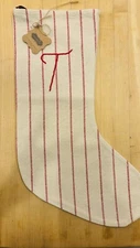 Mud Pie Initial T Red Striped Christmas Stocking NEW