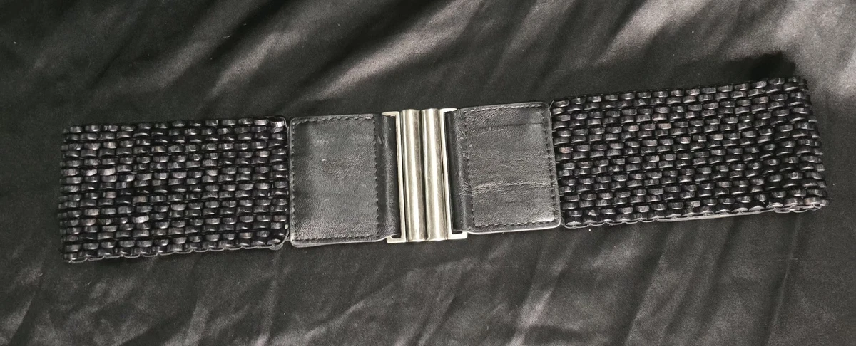 Vintage Black Beaded Sequin Stretch Waist Belt Small Vintage Black Elastic Waist Belt: Beaded Women main image 2