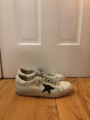Golden Goose Superstar Men s White/Black Leather Low Top Lace-Up Sneakers