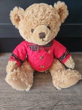 Harrods 2014 Christmas Bear Jasper Annual Foot Dated Red Jacket Check Collar
