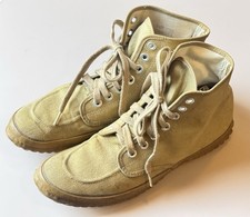 RARE Vintage 60s LL Bean Canvas Hiking Boots Mens 8.5 Tan High Top Lace Chukka
