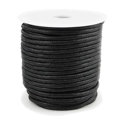 INSPIRELLE 22 Yards 3mm Black Waxed Cotton Cord Jewelry Making Beading Thread Cr