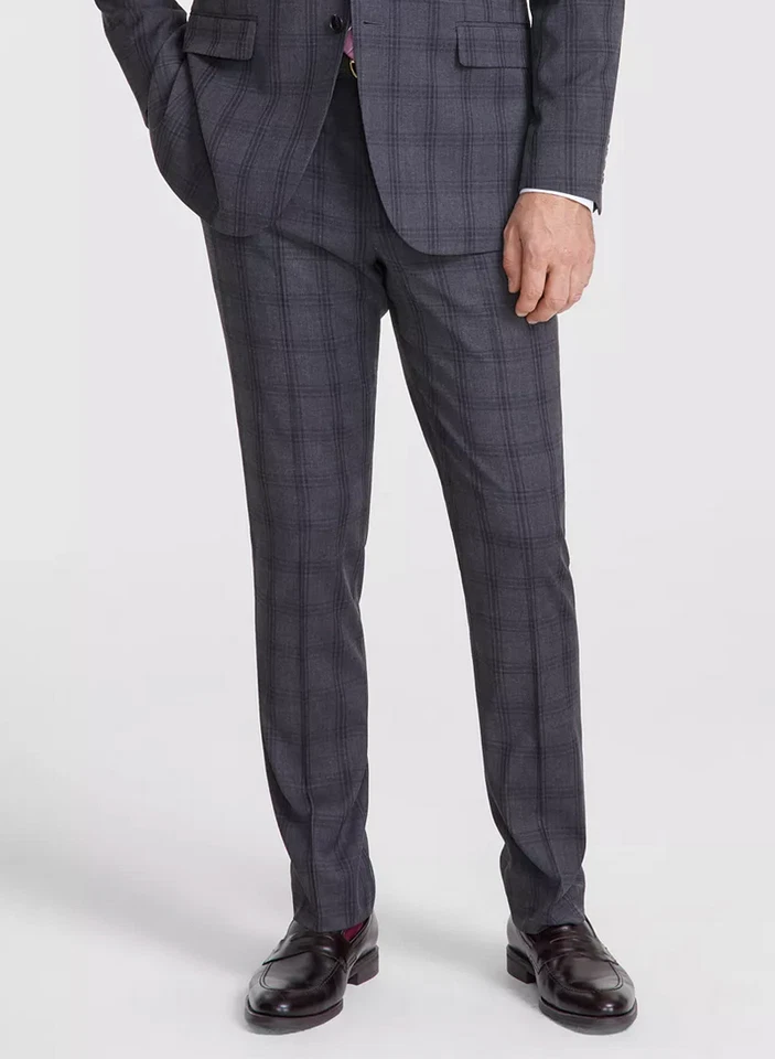 $395 NUEVO DKNY Hombres 38S Gris Cuadros Suave 2 Piezas Traje Con Pantalones de Vestir 31x30 Foto 3 de 4