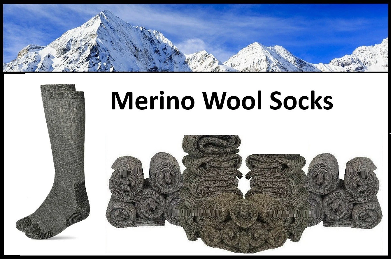 6 Pair Merino Wool Socks 9-11 Gray Thermal Boots Work Outdoor Hiking Hunting