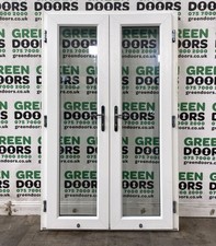 MODERN THIN FRENCH DOORS WHITE UPVC NEW EXTERNAL DOUBLE GLAZED WHITE PLASTIC