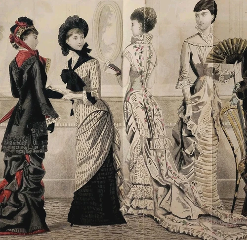 VETEMENTS 1881 Il vestito dipinto incisione colorata a mano vittoriana moda donna DWQQ21