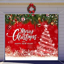 Christmas Garage Door Decorations 7 x 8 ft Christmas Tree Garage Door Banner ...