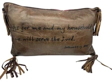 Joshua 24:15 Leather Pillow 18" x 11" As For Me & My Household We Serve The Lord