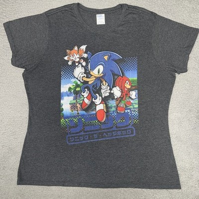 Sonic The Hedgehog Kanji Script T Shirt Women's 2XL XXL Gray Tails Knuckles Tee