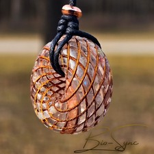 Golden Ratio Torus Vortex Energy Pendant  Herkimer Diamond  Zincite  Sunstone