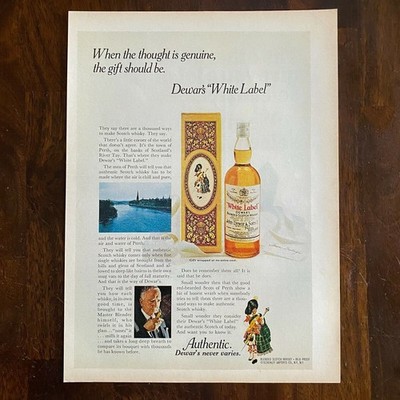 Dewar's Scotch Vintage Print Ad 1971 Whisky White Label River Tay