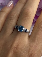 925 Sterling Silver Topaz Sapphire Beryl Ring Size 8