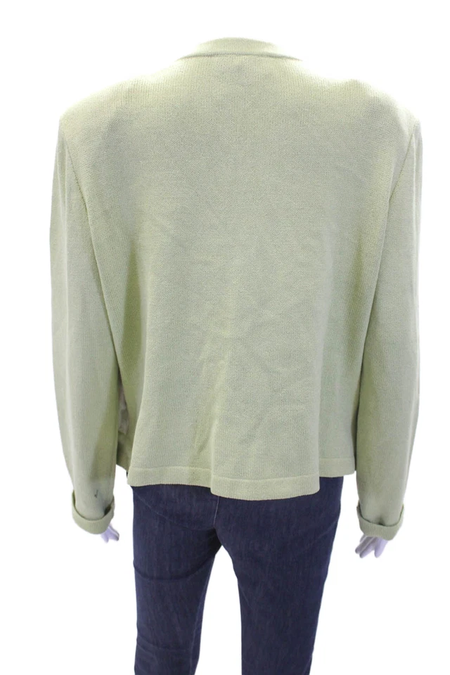 Cardigã suéter St. John Collection By Marie cinza feminino com zíper verde tamanho 14 - Imagem 3 de 4