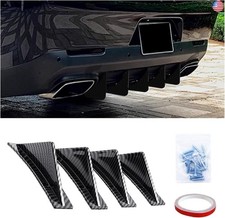 Augeny 4PCS Car Rear Lower Bumper Wing Lip Diffuser, Anti-Crash Curved Shape