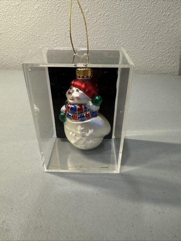 Unique Hand Crafted Hand Painted Snowman Glass Ornament Christmas Gift Present 