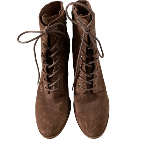 Kork Ease Boots Sz 10 Elfa Casual Lace Up Zip Heels Ankle Bootie Brown Suede - Picture 2 of 6