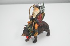 Santa Riding Brown Bear Resin Figurine 4.5 Vi...