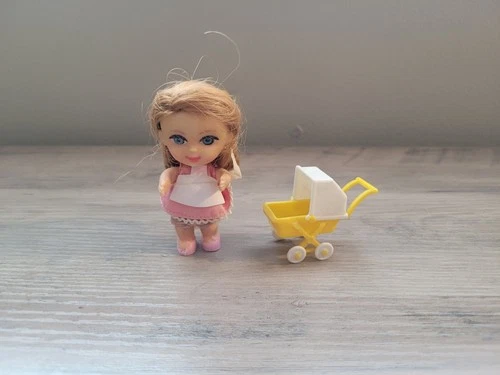 VTG Liddle Kiddles Florence Niddle Nurse Doll Outfit Baby Buggy Stroller Mattel