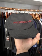 Porsche Vintage Embroidered Logo K-Products Strapback Hat Red Black Made in USA