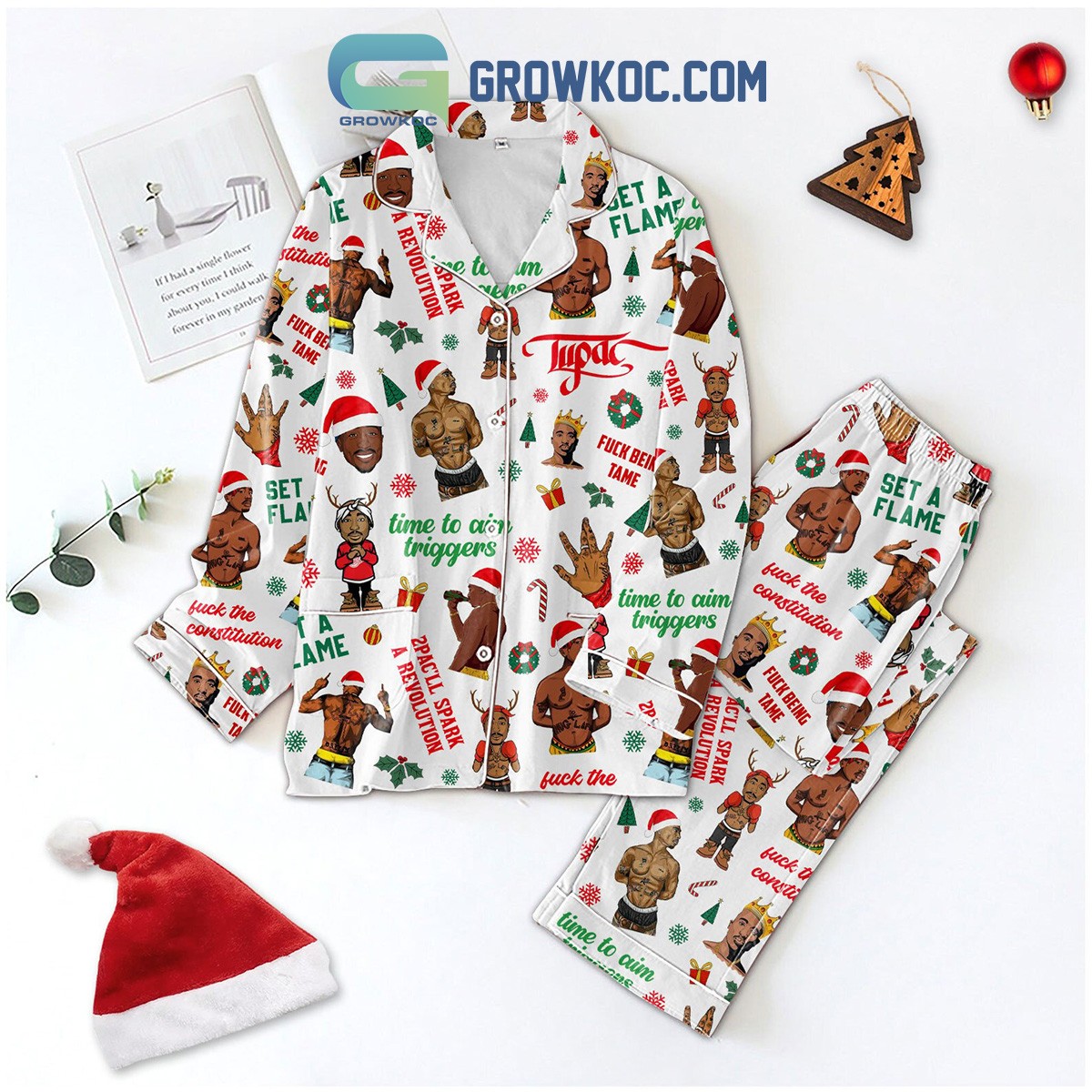 2Pac Revolution Christmas Polyester Pajama Set for Fans  