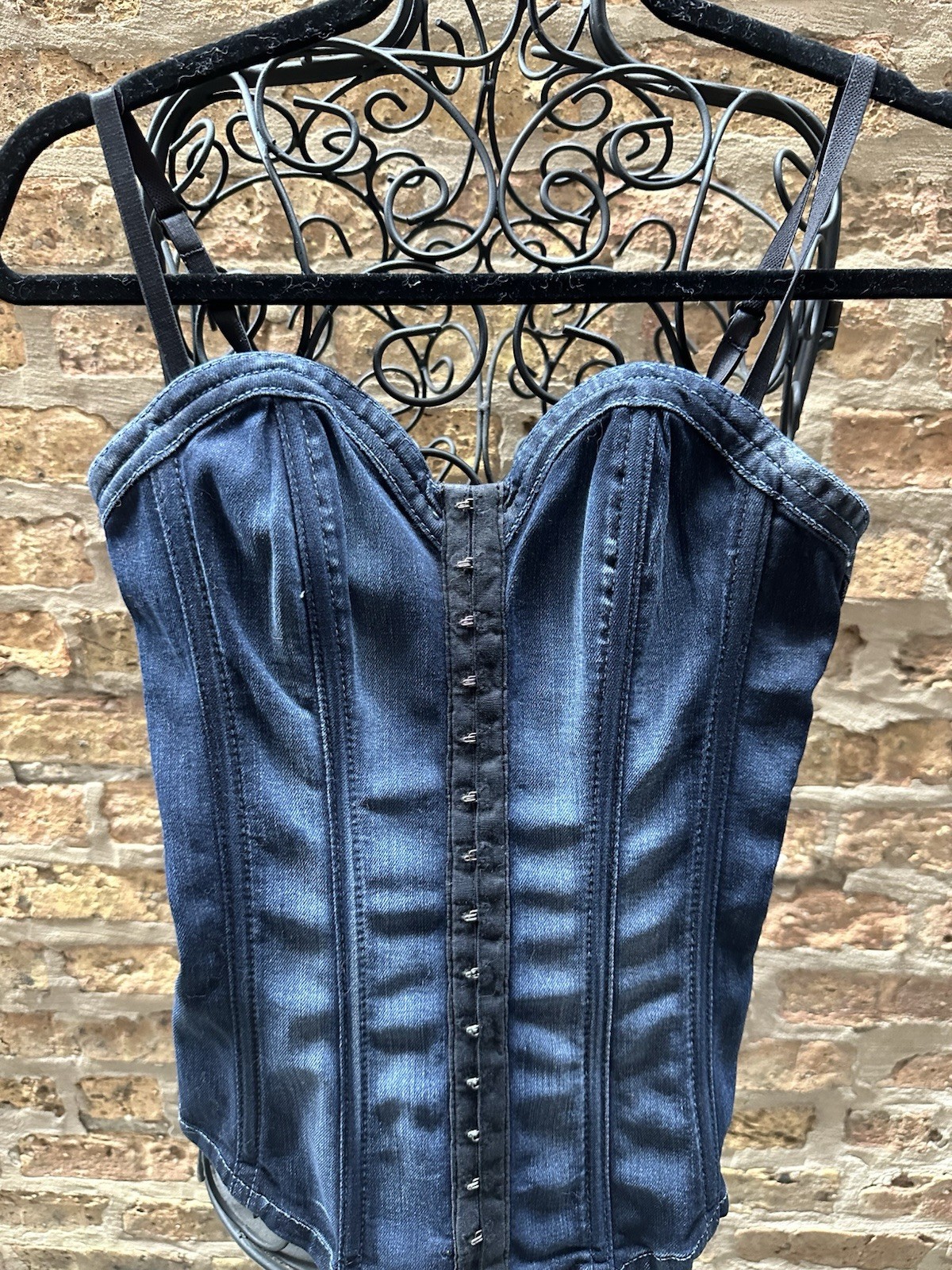 Guess Denim Corset Top Women’s S/P Bustier Sleeveless Cotton Sexy Y2K