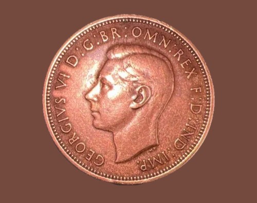 1937 UK Great Britain British Half 1/2 Penny Warship Coin *Circulated