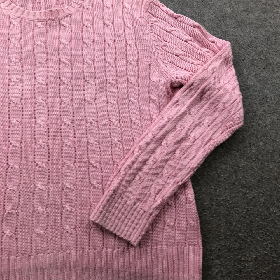 Suéter Brooks Brothers Mujer Medio Rosa Tejido con Cable Cuello Redondo Algodón Mercerizado Foto 3 de 4