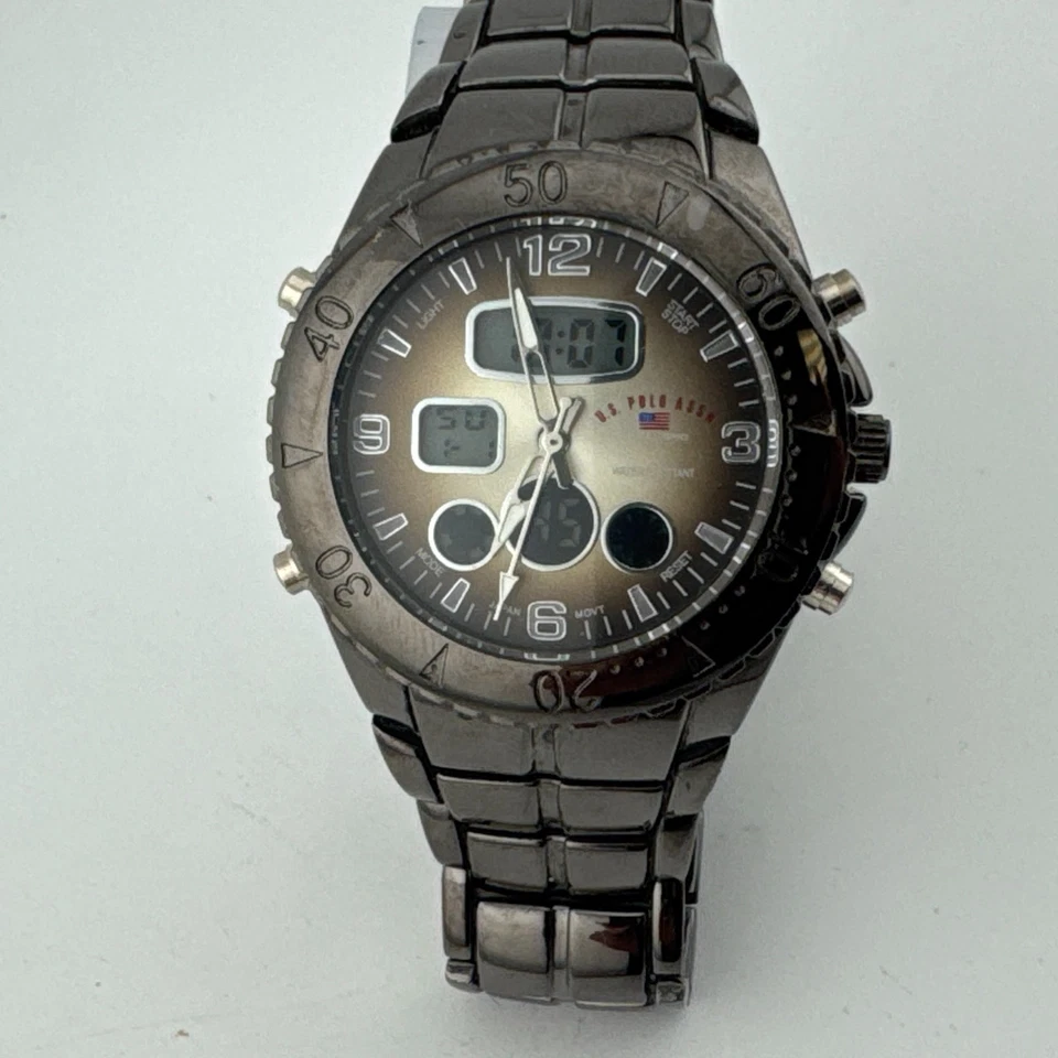 US Polo Assn Analog Digital Quartz Watch Men Black Alarm Chrono New Battery 8" - Image 2 of 4