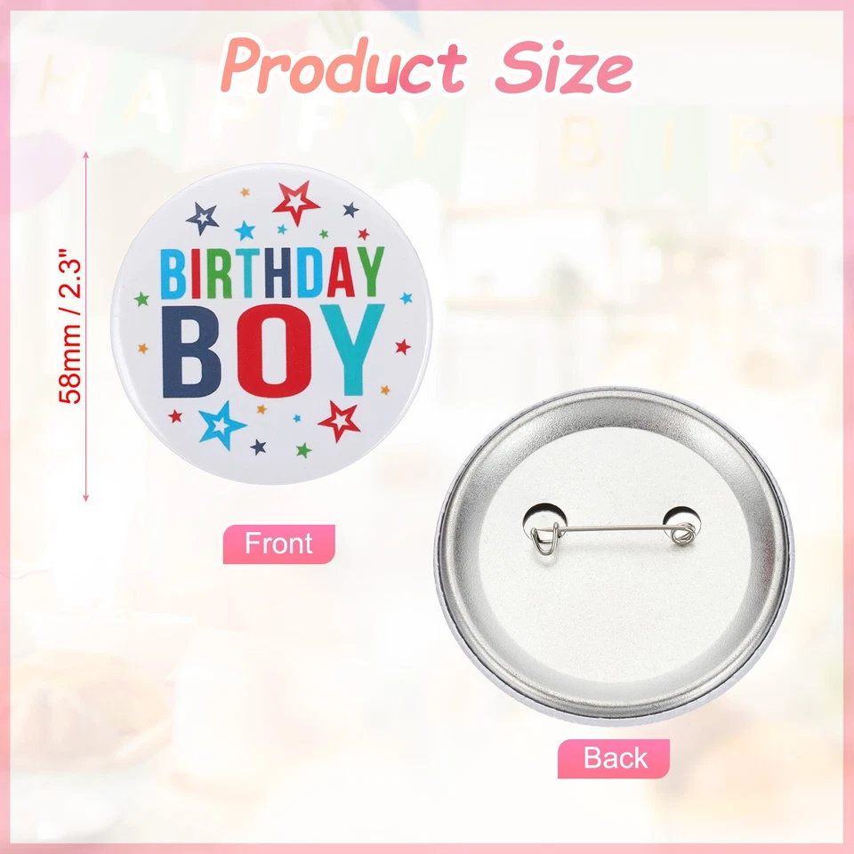 Botón Cumpleaños Niño, Pin Insignia Cumpleaños Hojalata 58mm, Multicolor Foto 2 de 4