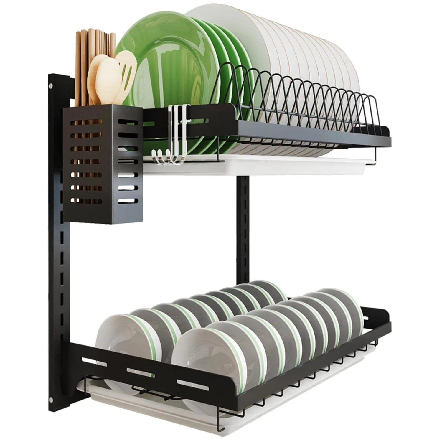 Adjustable 2-Tier Dish Drying Rack Organizer