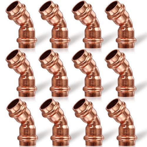 12 PCS 1/2 Inch Copper Press Fittings 45 Degree Elbow Coupling Plumbing Part
