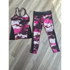 Lululemon Women's Matching 2-Piece Set Pink Black White Abstract Print Size 6