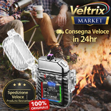 Accendino Elettrico Plasma Antivento Torcia LED 3 Modalità USB Ricaricabile