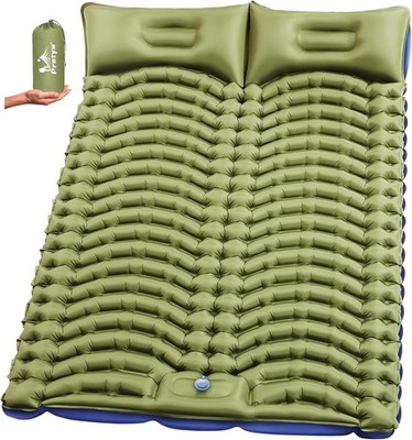 Double Camping Sleeping Pad w/Pillow & Pump, Ultralight 2-Person Mat