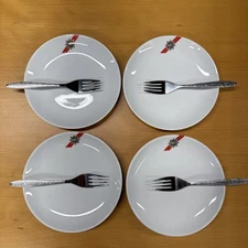 Vintage TWA Trans World Airlines ABCO Int’l  7” Dessert Plates & Forks Set of 4