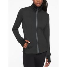 Athleta Black Full Zip Mock Neck Thumbhole Jacket Athletic XS